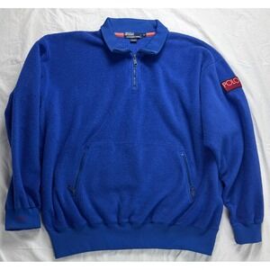 Vintage 90's Polo Ralph Lauren Hi Tech Fleece Quarter Zip Men XL Blue sweatshirt